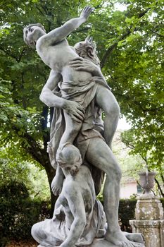 Close view of a beautiful statue on the Queluz Palace located on Lisbon, Portugal.