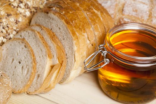 Still-life assortment of baked bread.