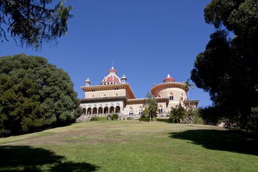 View of the beautiful Monserrate Palace located on Sintra National Park, Portugal.