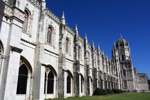 View of the beautiful landmark Monastery of Jeronimos in Lisbon, Portugal.