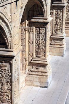 Interior view of the landmark Monastery of Jeronimos in Lisbon, Portugal.