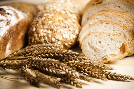 Still-life assortment of baked bread.
