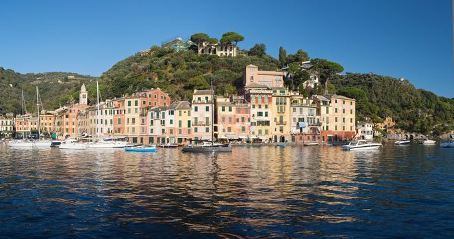Panorama of Portofino, famous small town near Genova, Italy 