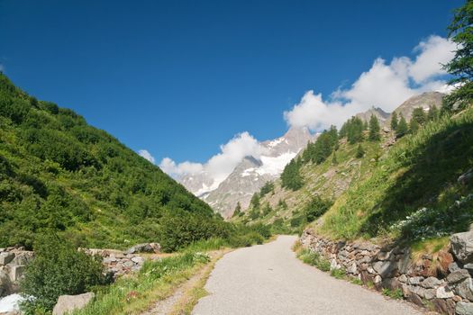 small road in Veny valley, Courmayeur, Italy