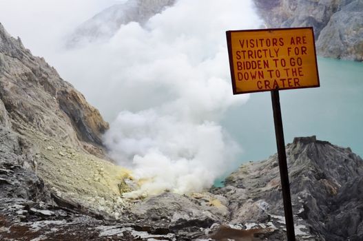 Sulfureous Ijen Crater in West Java Indonesia