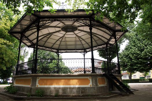 View of a bandstand gazebo on a public park of Portugal.