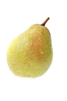 Single ripe pear isolated on white background.