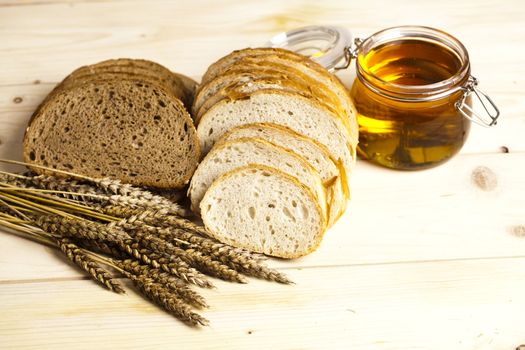Still-life assortment of baked bread.