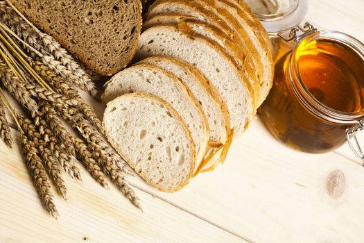 Still-life assortment of baked bread.