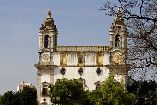 View of the church of Carmo located on Faro, Portugal.