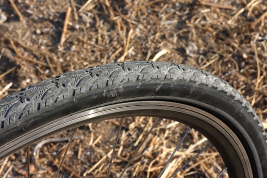 Close up of a bicycle wheel