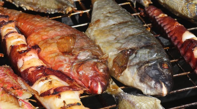 Fresh fish on grill