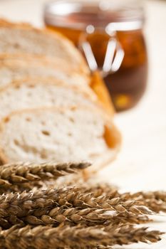 Still-life assortment of baked bread.