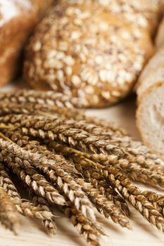 Still-life assortment of baked bread.