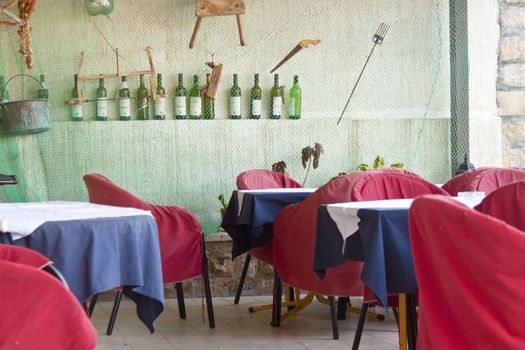 Empty restaurant table in Ulcinj - Montenegro, Balkans