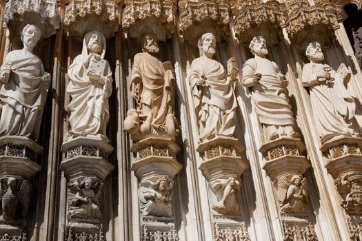 Detail view of the Batalha Monastery located on Batalha, Portugal.