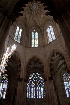 Detail view of the Batalha Monastery located on Batalha, Portugal.