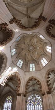 Detail view of the Batalha Monastery located on Batalha, Portugal.