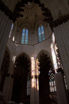 Detail view of the Batalha Monastery located on Batalha, Portugal.