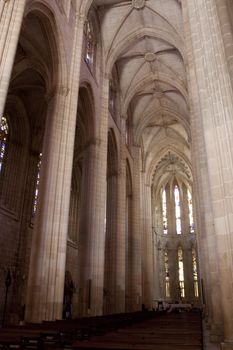 Detail view of the Batalha Monastery located on Batalha, Portugal.