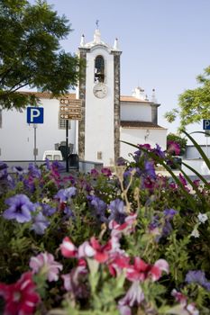 View of the main church on the village of Sao Bras de Alportel-Portugal.