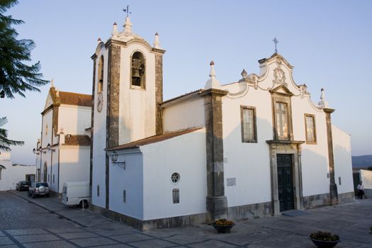 view of the church of the small village Sao Bras de Alportel on the Algarve, Portugal.