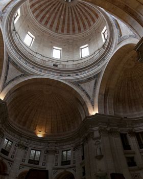 View of the inside ceiling of the National Pantheon landmark located in Lisbon, Portugal.