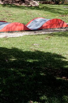 View of an equipment on a public park for the practice of mini-golf.