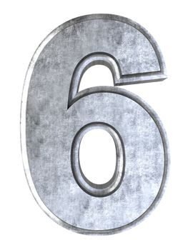 The number 6. 3D rendered Illustration. Isolated on white.