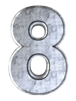 The number 8. 3D rendered Illustration. Isolated on white.