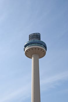 Concrete Radio Station Tower against a blue sky