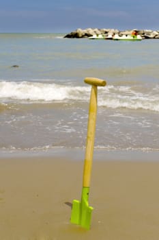 a shovel on the beach