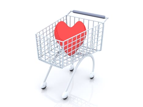 3D rendered Illustration. Isolated on white. Shopping for Love.
