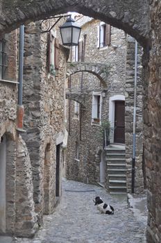 Caruggio of Genoa narrow streets in the old town