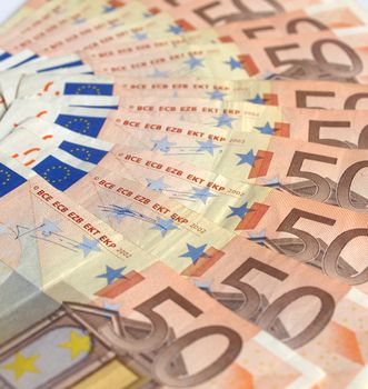 Range of 50 Euro banknotes useful as a background