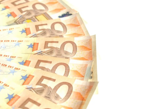 Euro banknote (currency of the European Union) - isolated over white background - selective focus