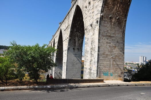 Historical water in the city of Lisbon built in the 18 th century, Portugal