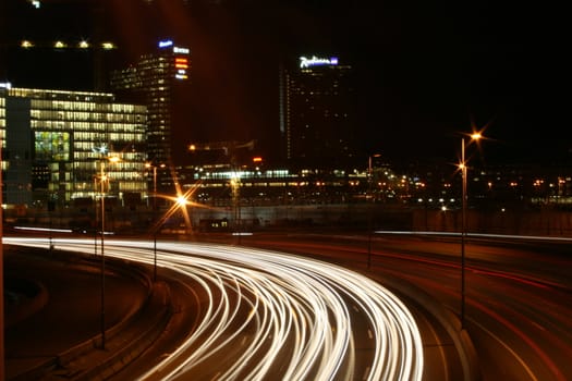 Cars Driving in Oslo at night.