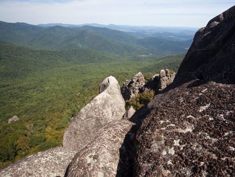 Views over valley in the Shenandoah on a climb of Old Rag
