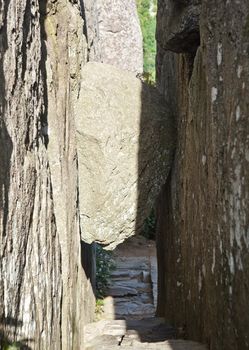 Narrow staircase on climb up the Old Rag mountain in Shenandoah valley