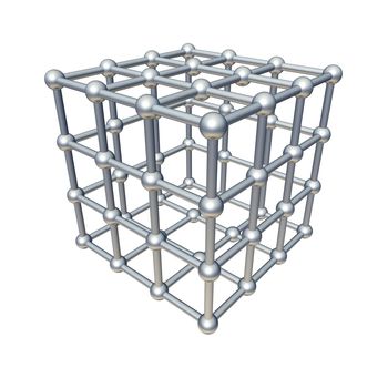 Cube model isolated on white. 3d rendered illustration.