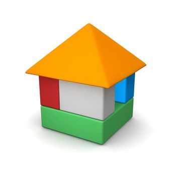 House built of color blocks. 3d rendered illustration.