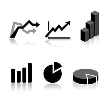 Set of 6 graph icon variations