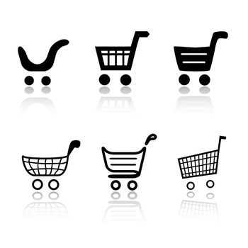 Set of 6 shopping cart icon variations