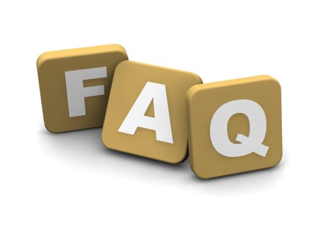 FAQ text. 3d rendered illustration isolated on white.