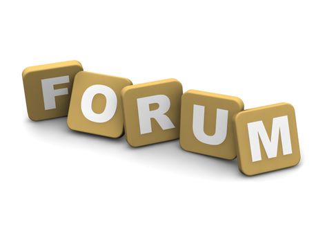 Forum text. 3d rendered illustration isolated on white.