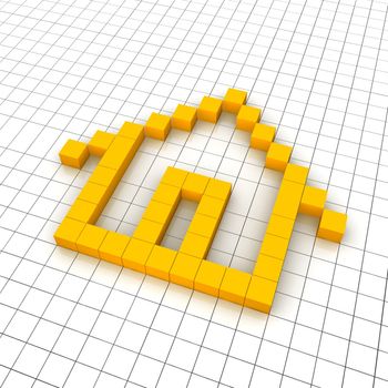 Home 3d icon in grid. Rendered illustration.