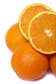 Close view of a bunch of oranges isolated on a white background