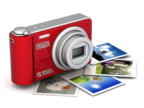 Digital camera image on white background