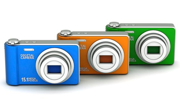 Digital camera image on white background